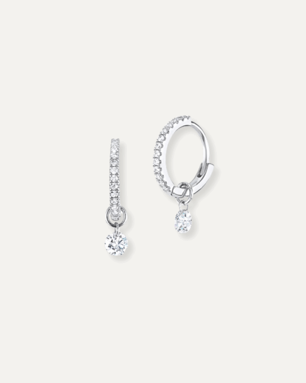 Lunarie Single CZ Hoop Earrings