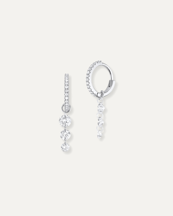 Lunarie Triple CZ Hoop Earrings